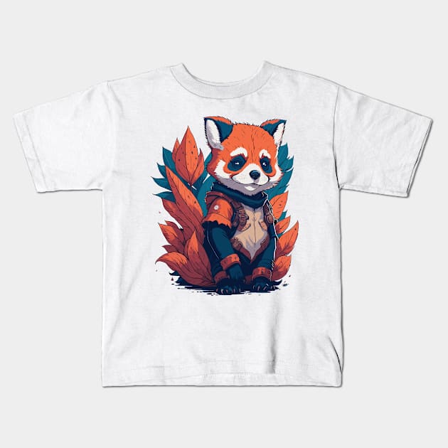 Anime Red Panda Kawaii Kids T-Shirt by hippohost